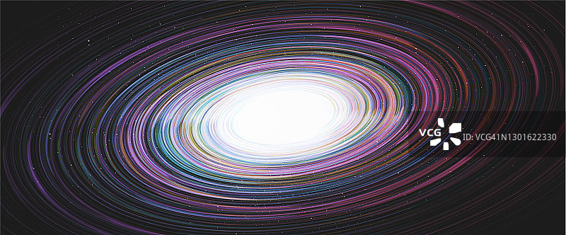 闪亮的彩色黑洞在银河系背景与银河系螺旋，宇宙和星空的概念设计，矢量图片素材