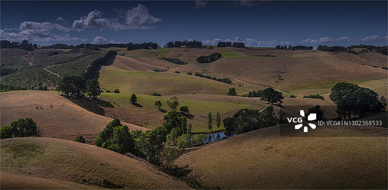 澳大利亚维多利亚州吉普斯兰南部肥沃的农村农区鱼溪。图片素材