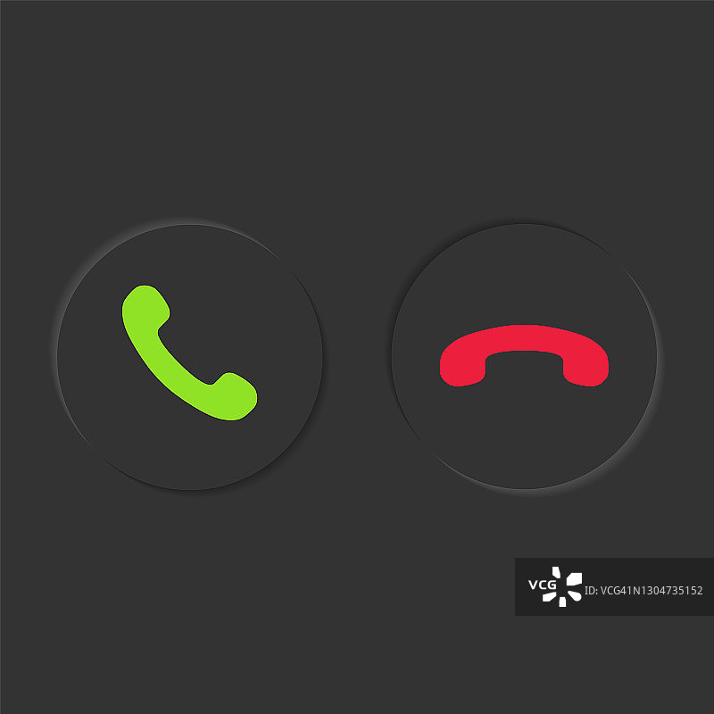 绿色按钮呼叫和红色按钮呼叫。绿色和红色的电话图标图片素材