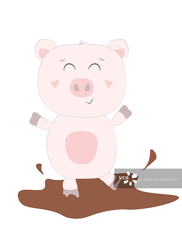 可爱的动物猪在白色的背景。向量插图EPS10图片素材