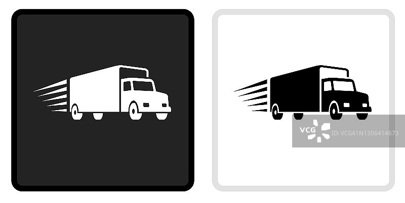 运送卡车图标上的黑色按钮与白色翻车图片素材