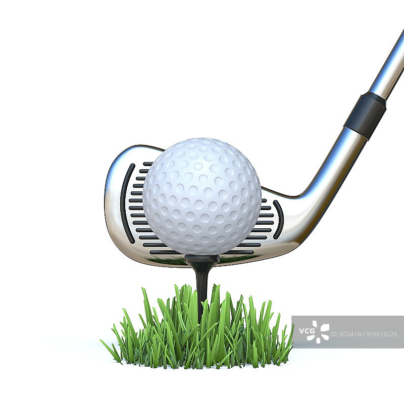 高尔夫球与高尔夫球杆3D图片素材