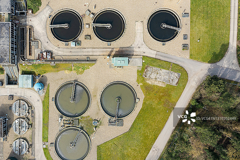 污水处理厂的无人机视图图片素材
