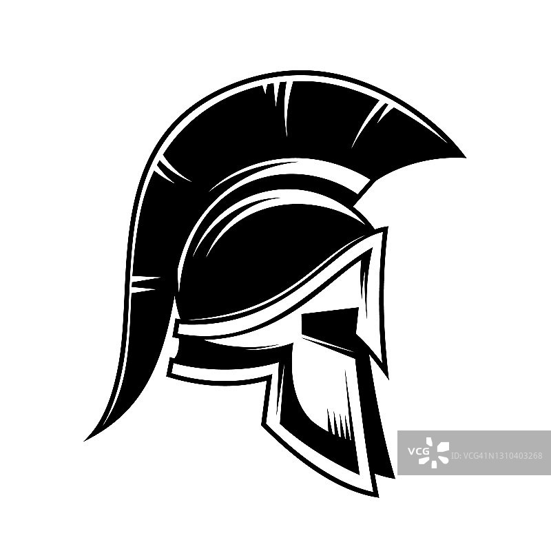 斯巴达战士头盔的插图。设计元素标签，标志，海报。矢量图图片素材