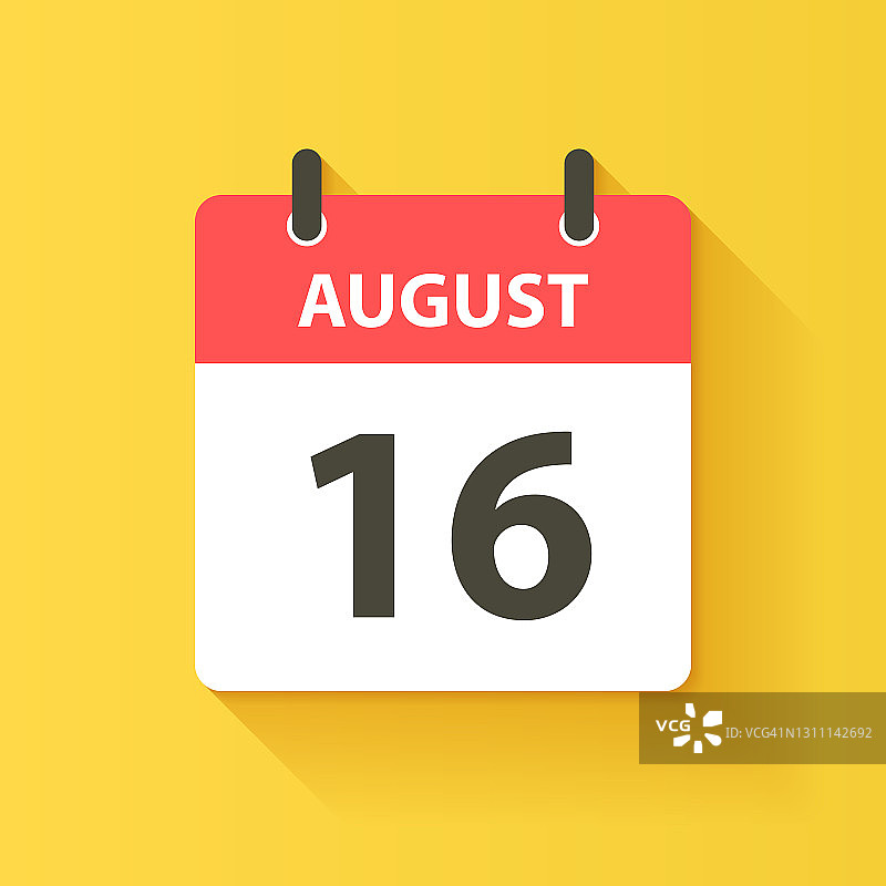 8月16日-日日历图标在平面设计风格图片素材