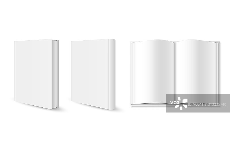 一套空白的书封面，小册子，小册子模板孤立的白色背景。矢量插图。图片素材