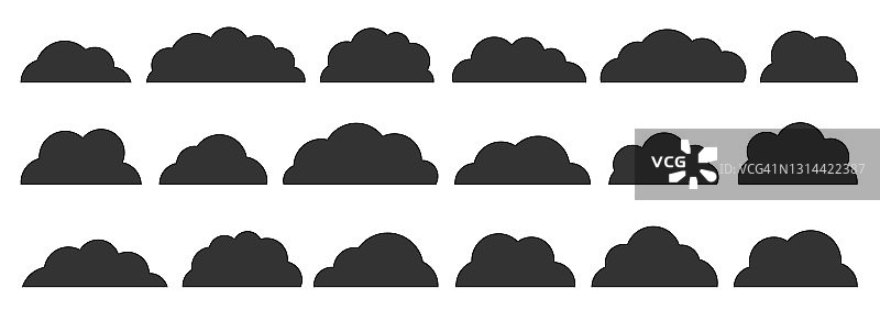 黑色平面矢量云孤立于白色之上图片素材
