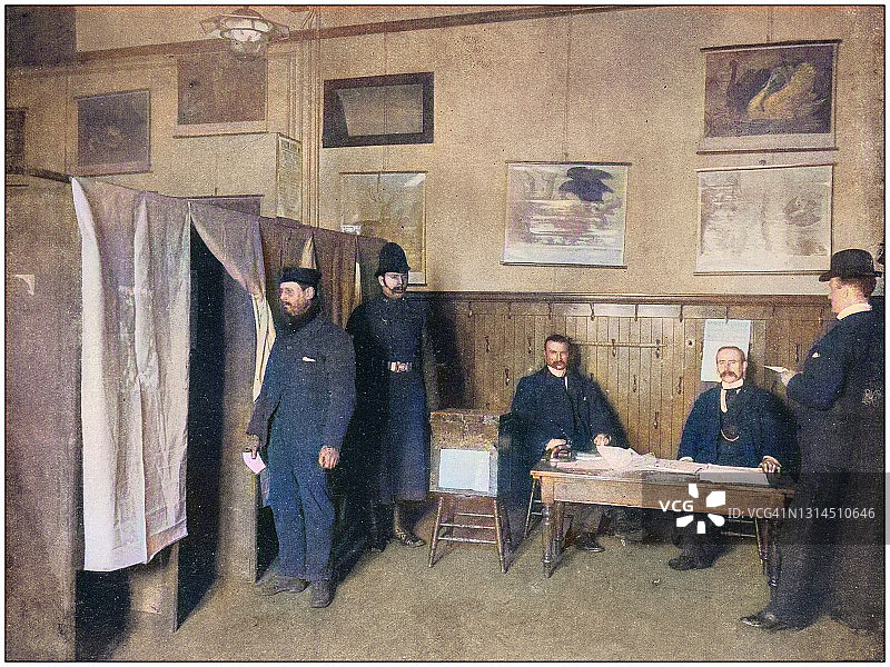 大英帝国的古老照片:格拉斯哥的议会选举投票图片素材