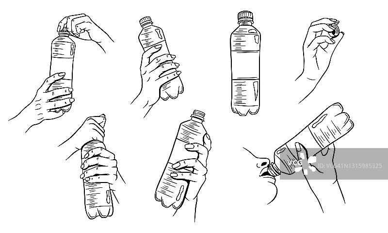 世界水日。塑料瓶里的水。图片素材