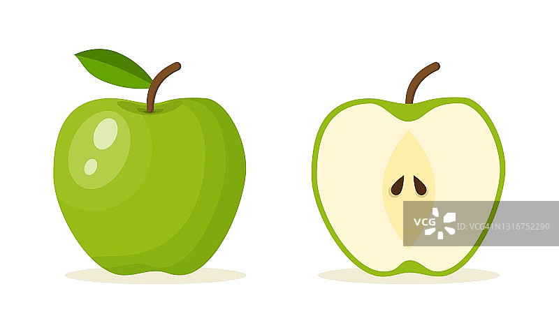 绿苹果食品图标。图片素材