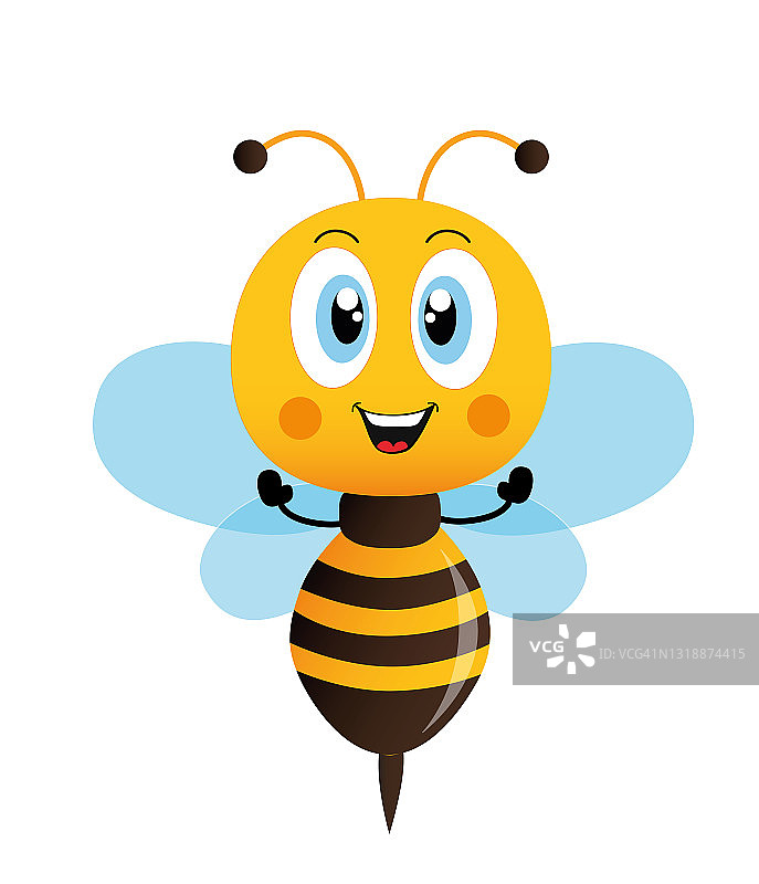 蜜蜂，卡通可爱的蜜蜂吉祥物。矢量插图孤立图片素材