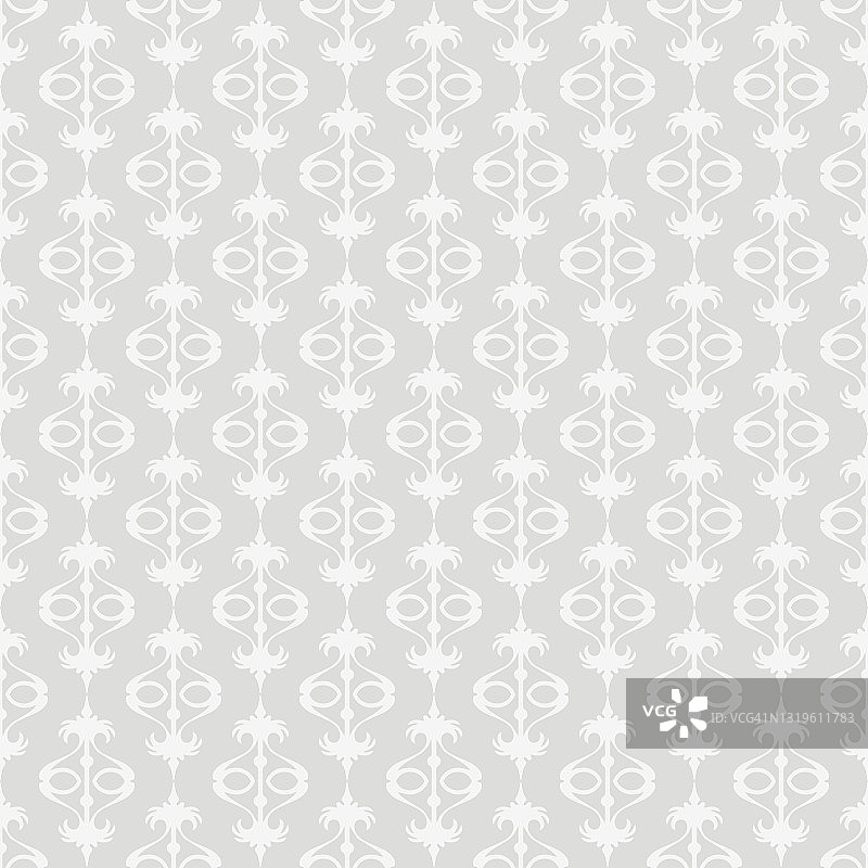 浅色背景图案与白色花卉装饰在一个灰色的背景，墙纸。无缝模式,纹理。矢量艺术图片素材
