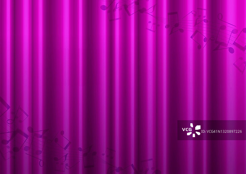 紫色的窗帘背景与音符图案图片素材