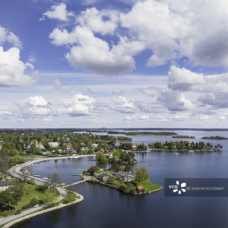 斯德哥尔摩郊外Djursholm的鸟瞰图图片素材