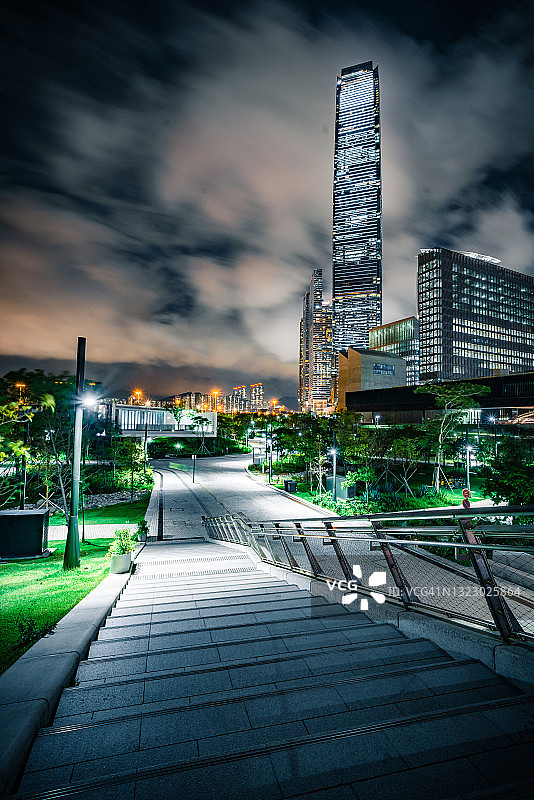 香港城市公园及街道照明图片素材