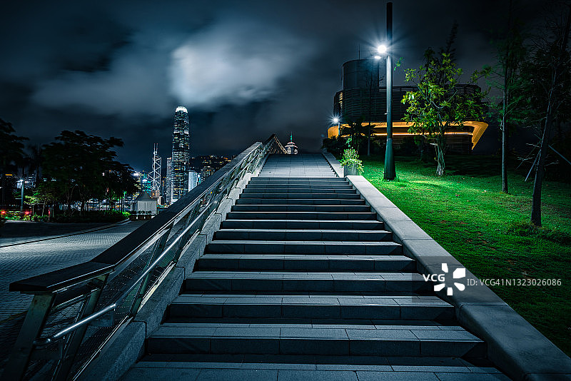 香港城市公园及街道照明图片素材
