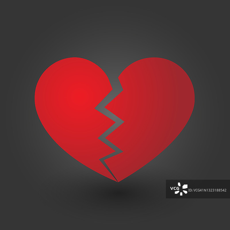 红色心碎，心碎或离婚平面矢量图标的应用程序和网站图片素材