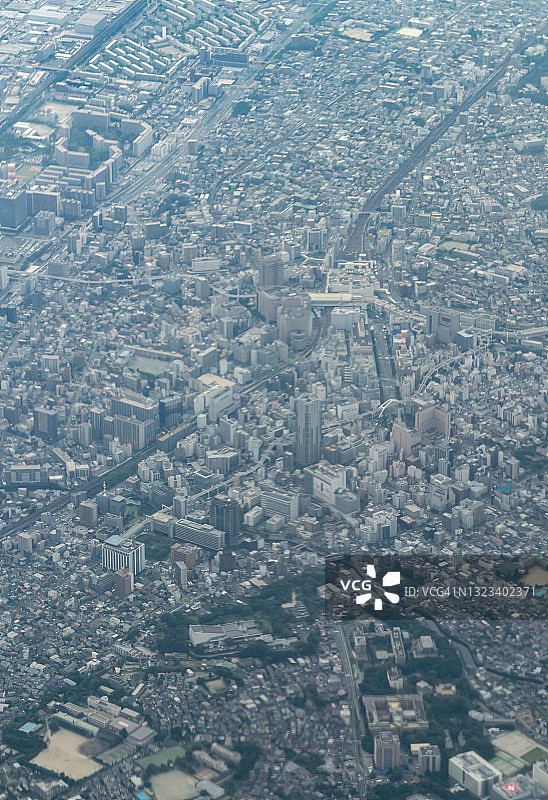 从飞机上鸟瞰日本千叶市图片素材