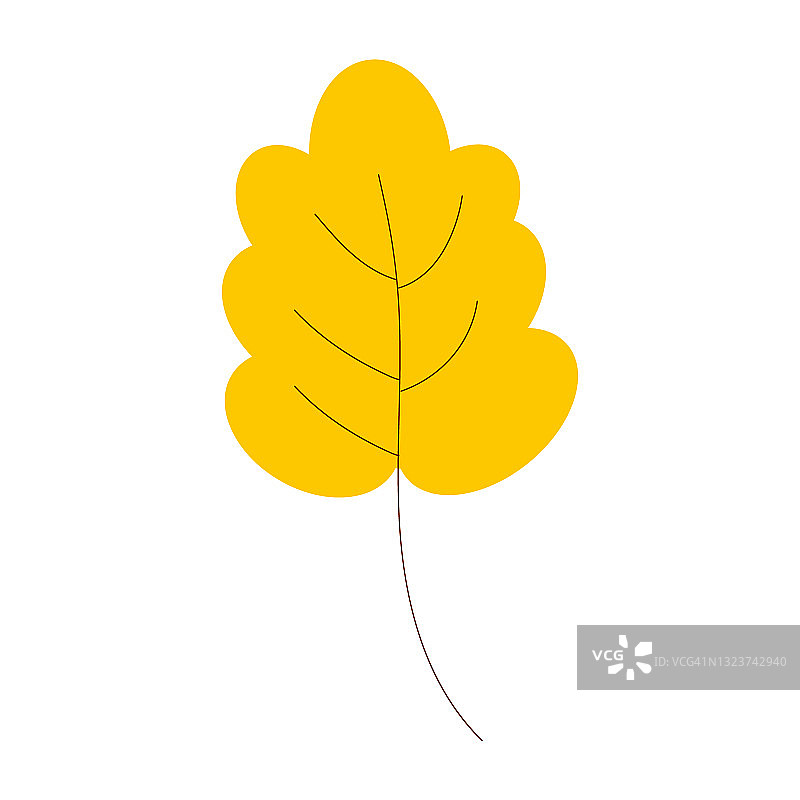 白色背景上的黄色叶子用于剪贴画或网页设计图片素材