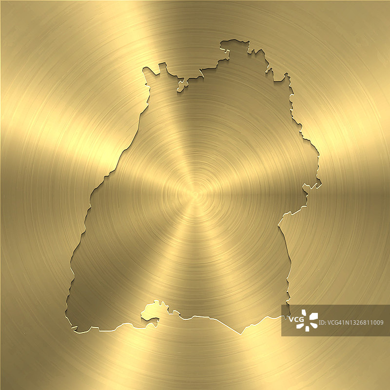 巴登-符腾堡地图上的金色背景-圆形拉丝金属纹理图片素材