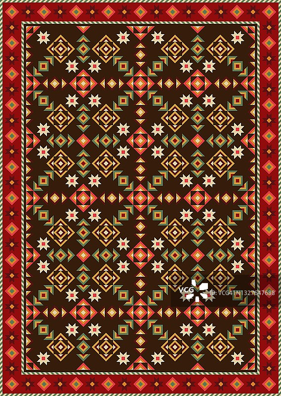 彩色东方地毯与几何图案图片素材