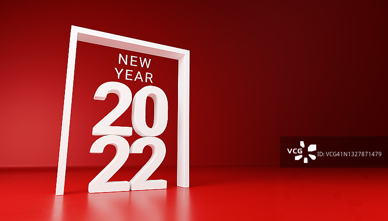 2022年新年红色背景上的文字块图片素材