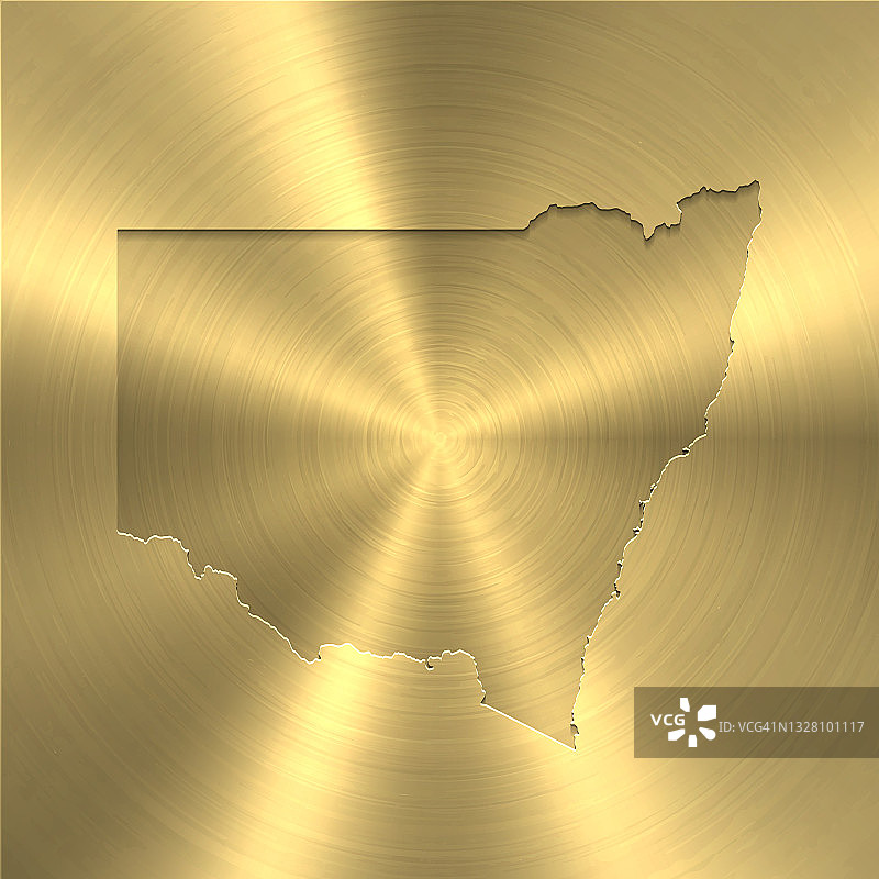新南威尔士州地图上的黄金背景-圆形拉丝金属纹理图片素材