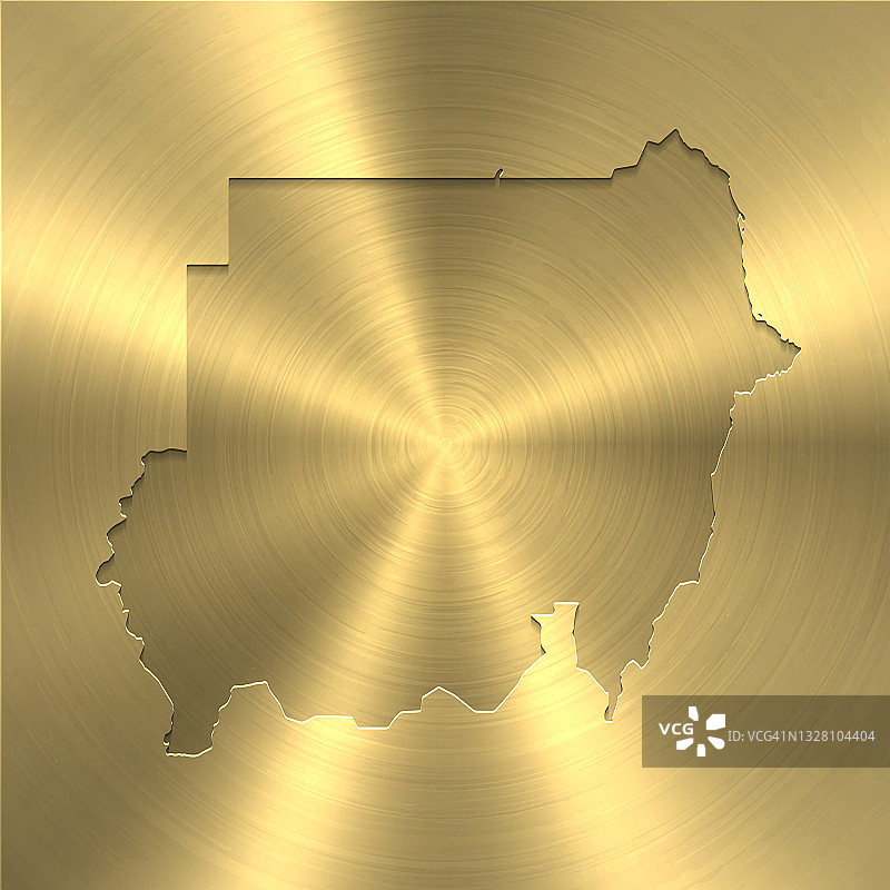 苏丹地图上的金色背景-圆形拉丝金属纹理图片素材