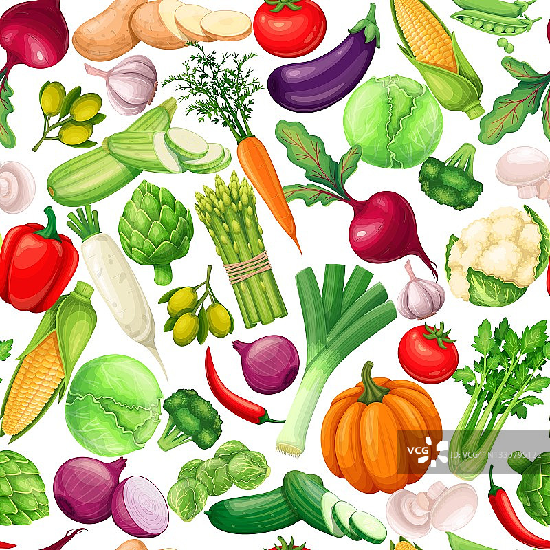 蔬菜无缝模式，素食背景图片素材