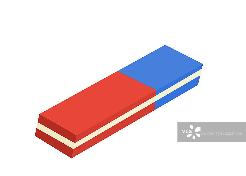 蓝、红、白颜色橡皮擦平面设计插图图片素材