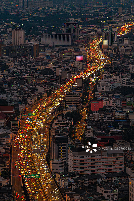 泰国曼谷高速公路堵车图片素材