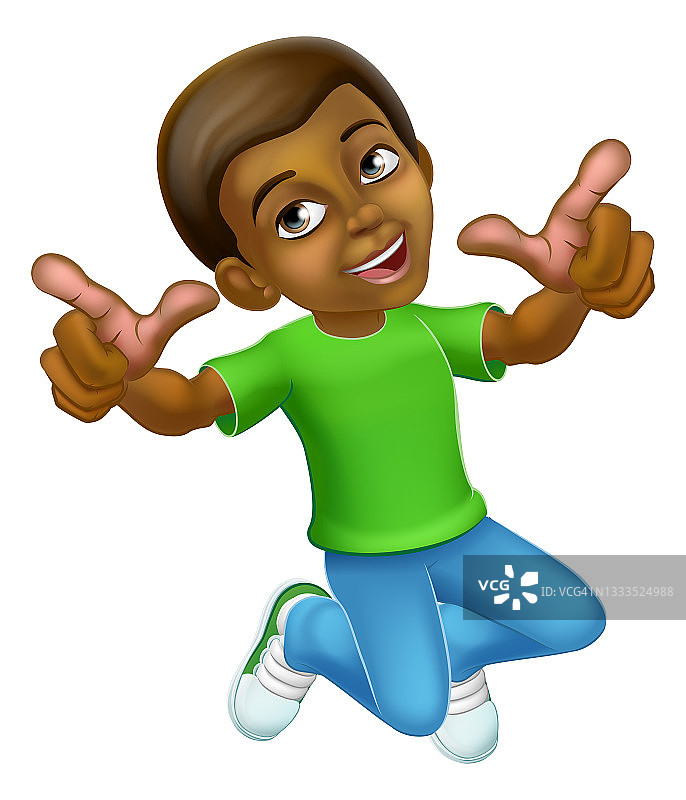 Happy Jumping Boy Kid Child卡通人物图片素材