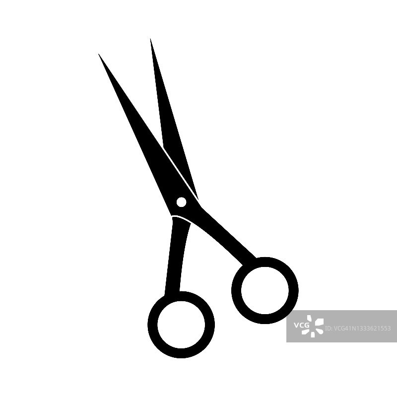 剪刀标志理发店或裁缝设备标志。矢量插图孤立的白色背景。图片素材