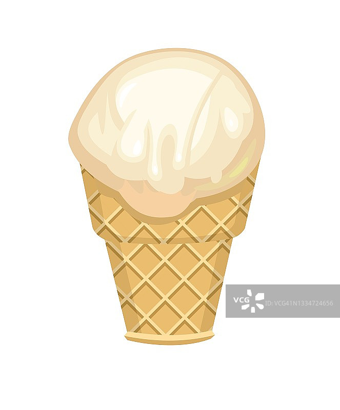 冰淇淋。物体被隔离在白色背景上。夏季食物，甜点。平面设计。向量图片素材