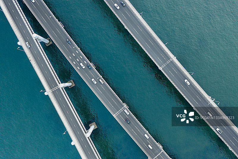 跨海大桥鸟瞰图。图片素材