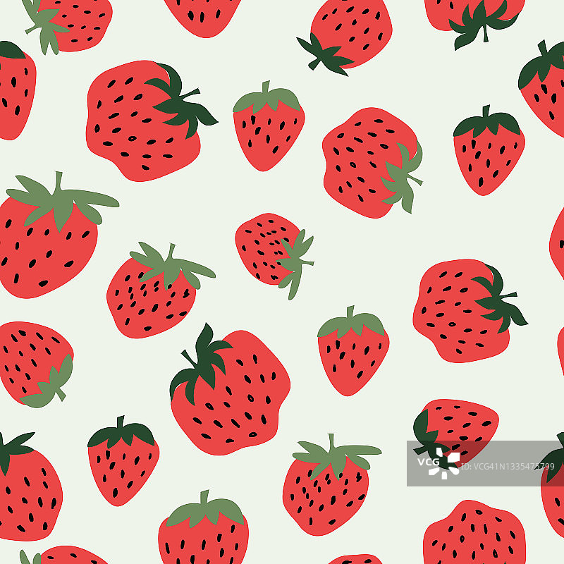 美丽的无缝图案草莓为现代时尚的夏季设计。图片素材