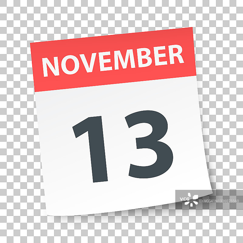 11月13日-每日日历在空白背景图片素材