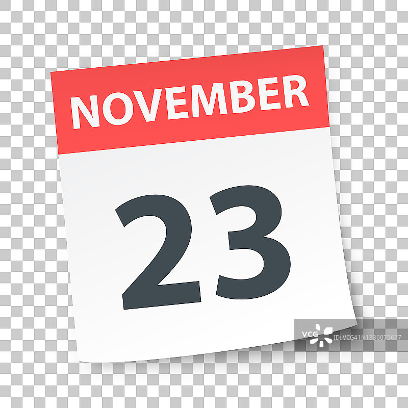11月23日-每日日历在空白背景图片素材