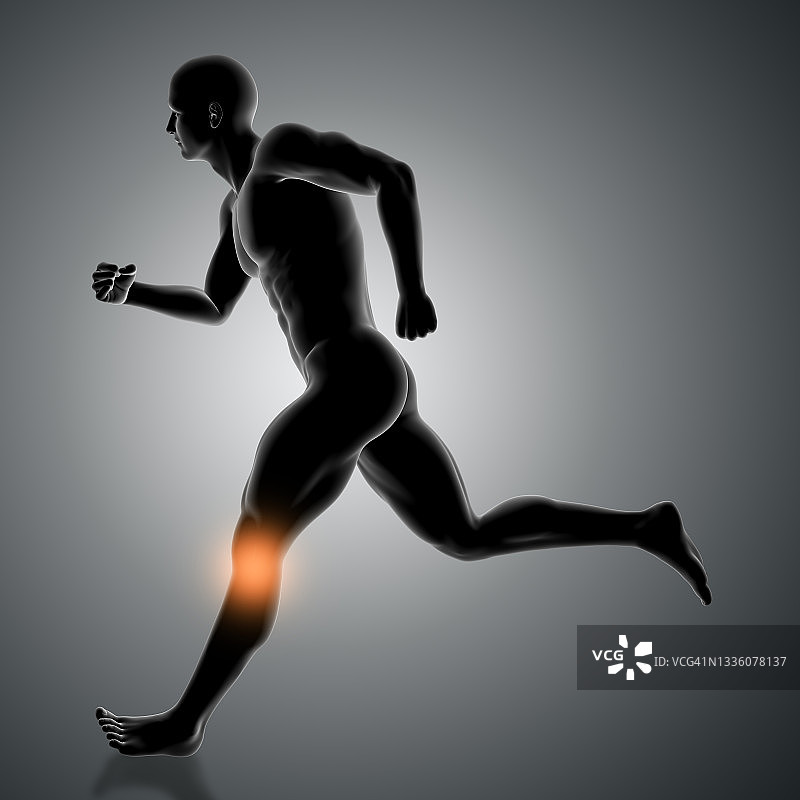 3D男性人物跑步膝盖突出图片素材