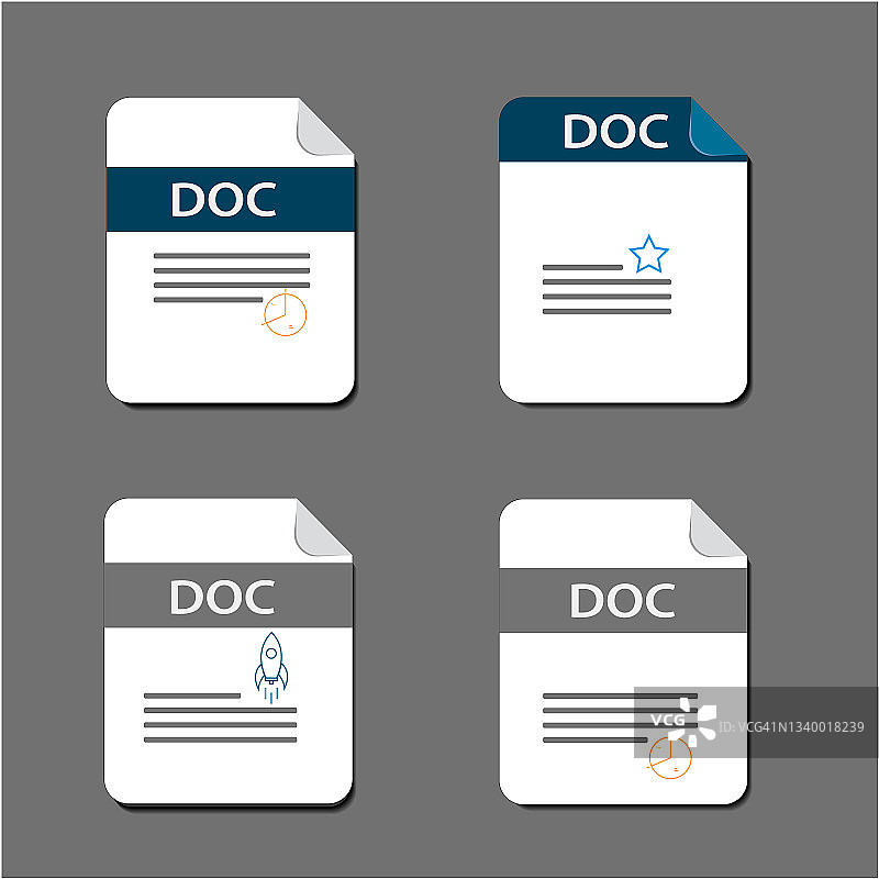 平面设计用Doc文件下载文档，图标，符号集，矢量设计元素插图图片素材