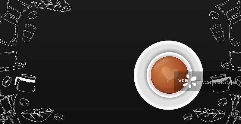 咖啡背景与现实的咖啡杯-向量图片素材