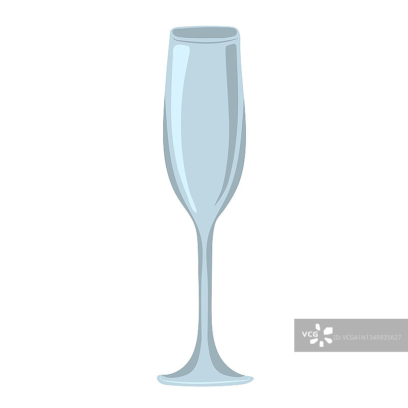 手绘空香槟杯隔离在白色背景图片素材