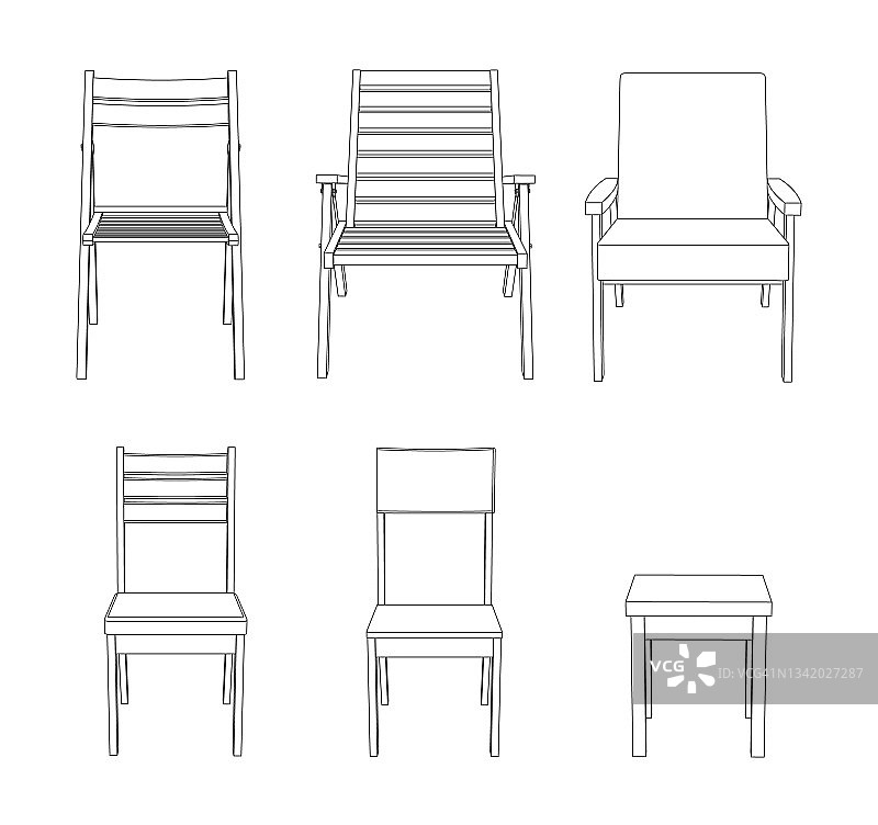 向量集合的椅子前视图图片素材