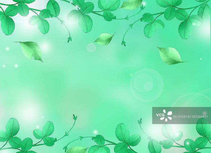 水彩绿叶背景图片素材