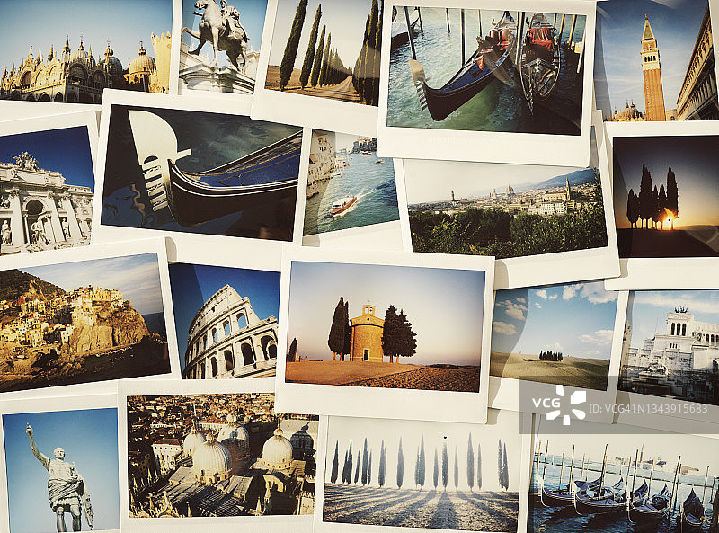 意大利的即时电影旅行假期照片的收集图片素材