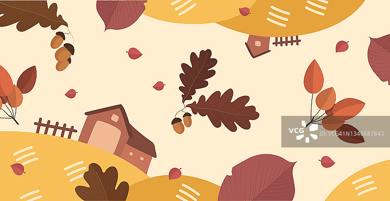 摘要秋季网页背景模板有许多不同的叶子-矢量图片素材