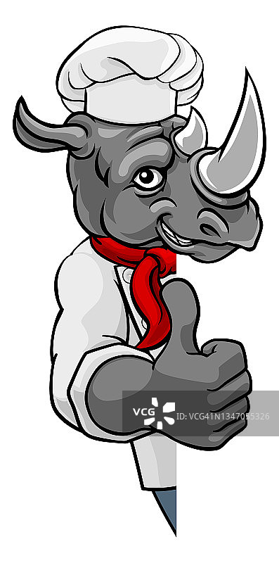 犀牛厨师吉祥物标志卡通人物图片素材