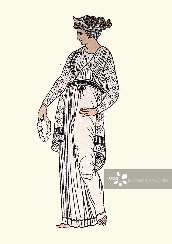 古希腊妇女时尚，希腊妇女穿连衣裙，皮普劳斯图片素材