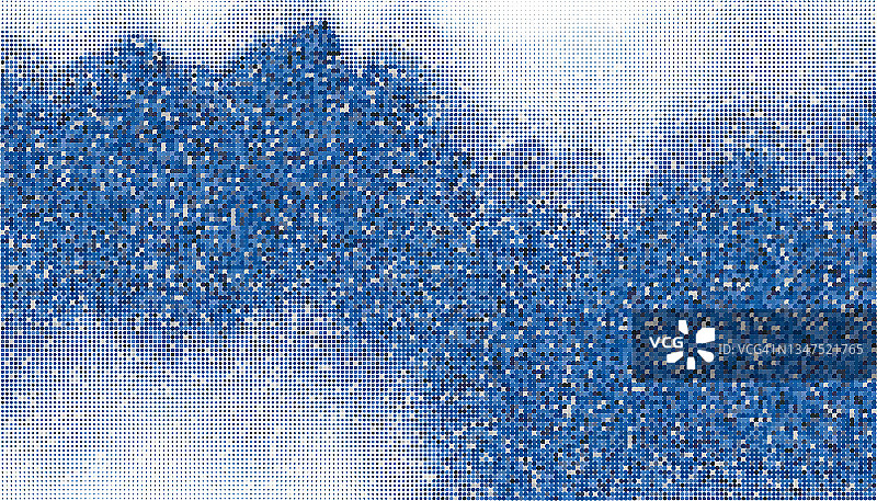 抽象蓝色半色调圆点花纹山流动性景观格局背景图片素材
