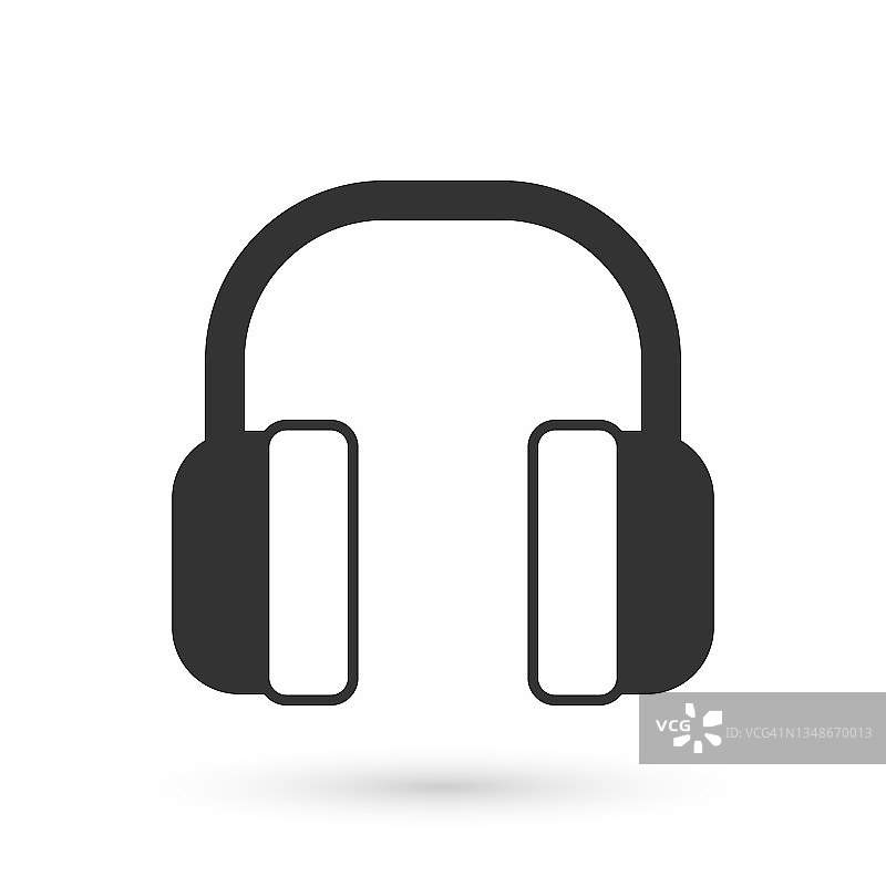 灰色噪声取消耳机图标隔离在白色背景。耳机保护耳朵免受噪音。向量图片素材